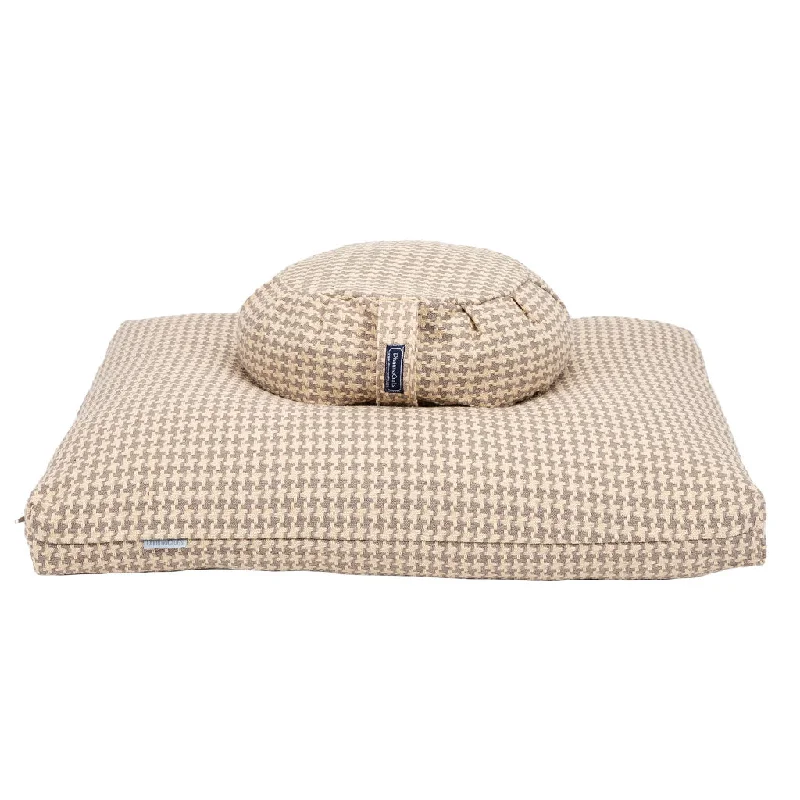 Houndstooth Beige Zafu Zabuton Set