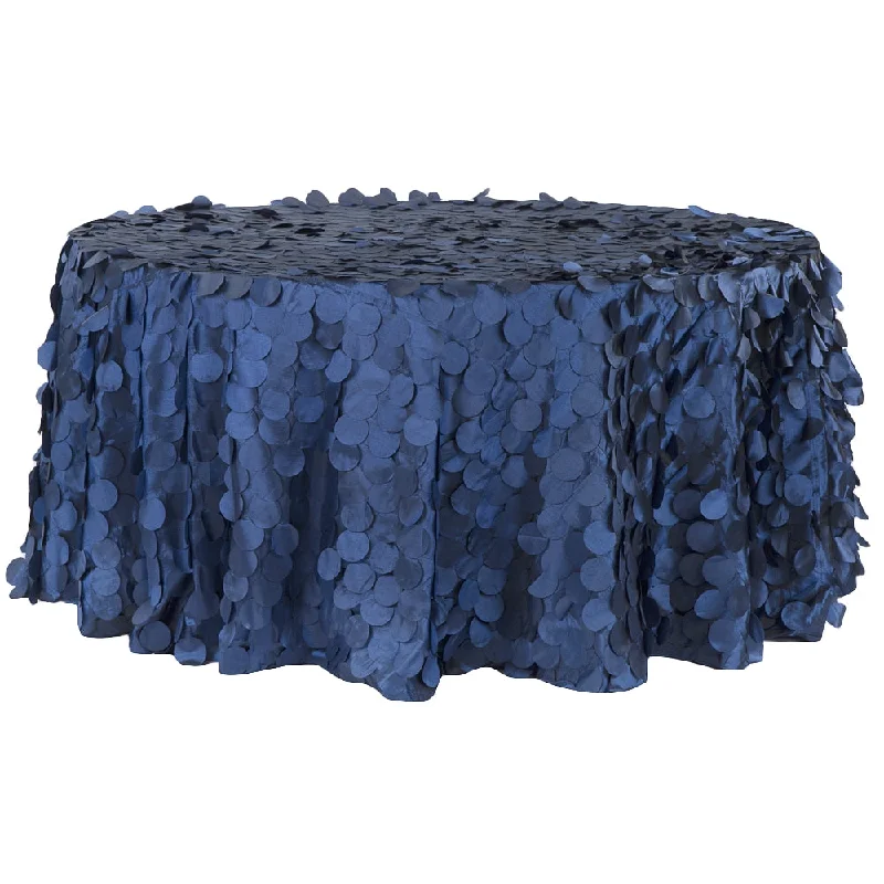 Petal Circle Taffeta 132" Round Tablecloth - Navy Blue