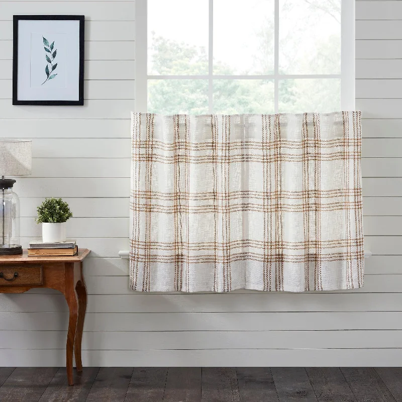 Wheat Plaid Tier Curtain Set of 2 L36xW36 VHC Brands