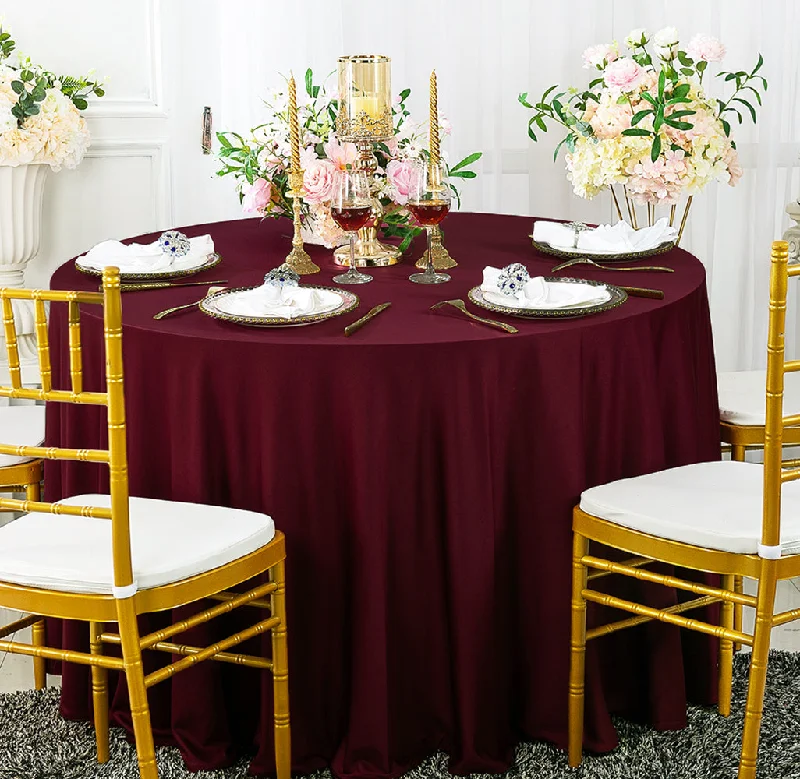 120" Seamless Round Scuba (Wrinkle-Free) (240 GSM) Tablecloth - Burgundy (1pc)