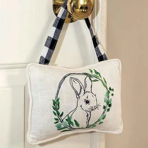 Bunny Floral Portrait Pillow Ornament