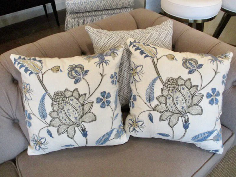 Pair Of Custom Pillows In GP And J Baker Indienne Fabric