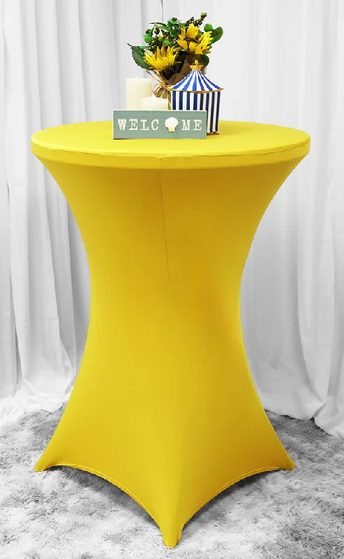 30"x42" Cocktail Spandex (220 GSM) Table Cover - Canary Yellow (1pc)