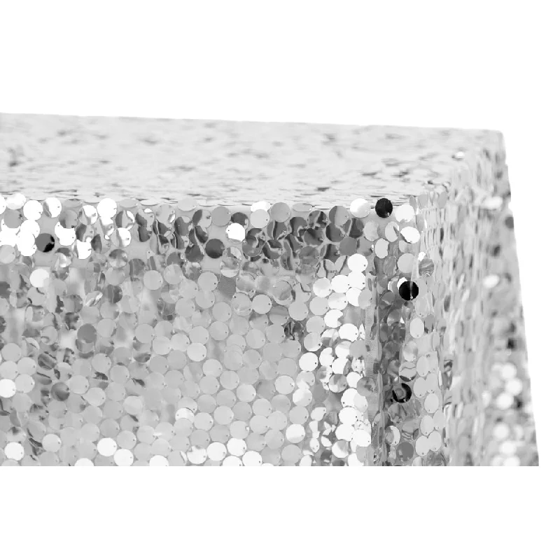 Large Payette Sequin Tablecloth 90"x132" Rectangular - Silver