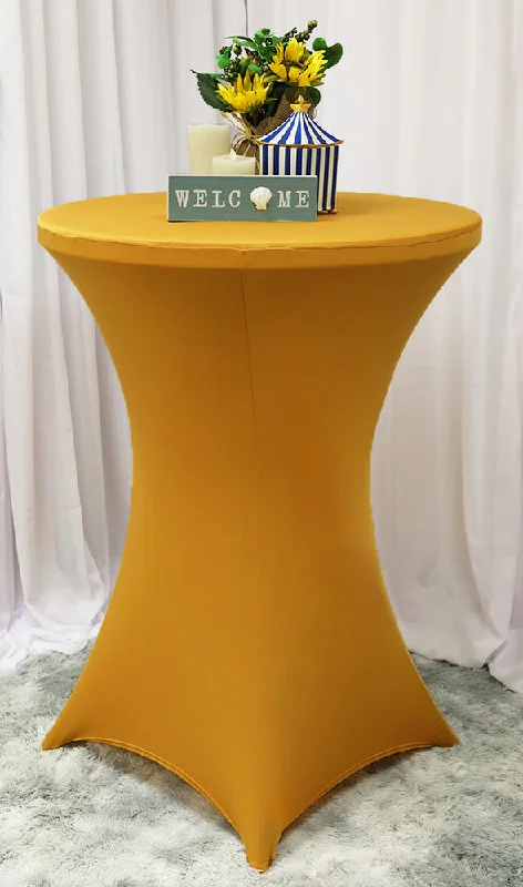 30"x42" Cocktail Spandex (220 GSM) Table Cover - Gold (1pc)