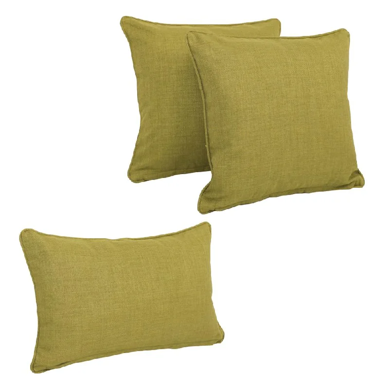 Double-corded Solid Outdoor Spun Polyester Throw Pillows with Inserts (Set of 3), Avocado