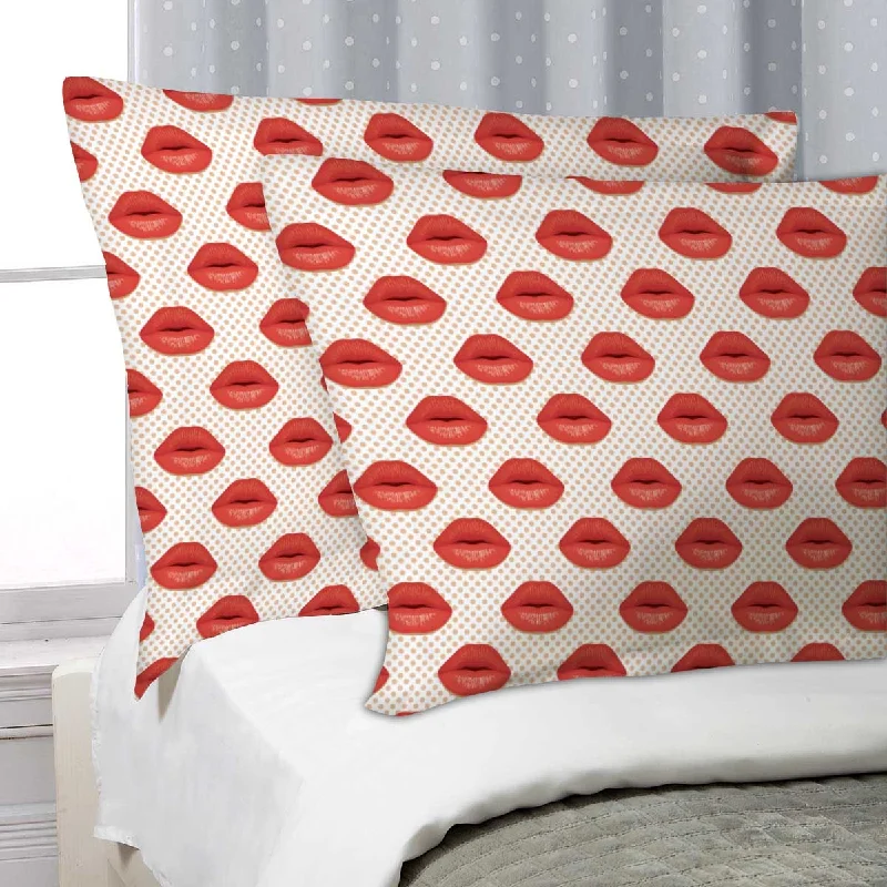 ArtzFolio Red Lips Pillow Cover Case