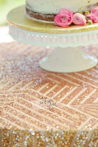 Geometric Rose Gold Sequin Tablecloth