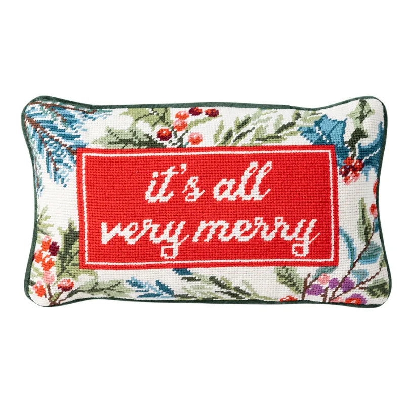 Very Merry Needlepoint Pillow