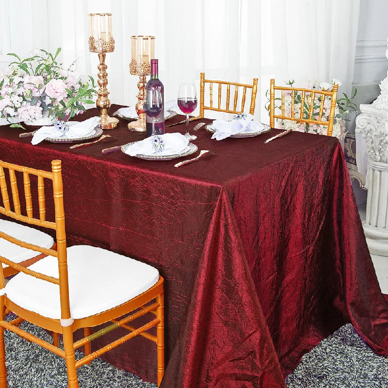 90"x156" Seamless Rectangular Crushed Taffeta Tablecloth - Burgundy (1pc)