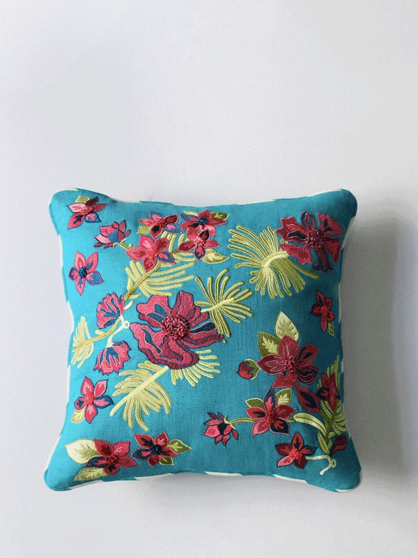 Wild Lilly Cushion Cover (Turquoise)