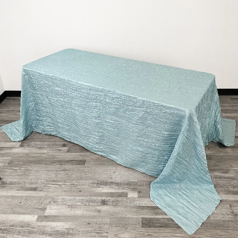 90 x 132 Inch Rectangular Crinkle Taffeta Tablecloth Dusty Blue