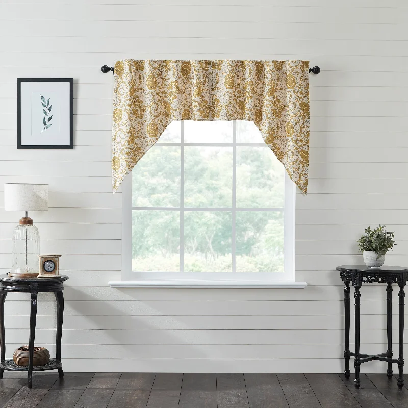 Dorset Gold Floral Swag Curtain Set of 2 36x36x16 VHC Brands