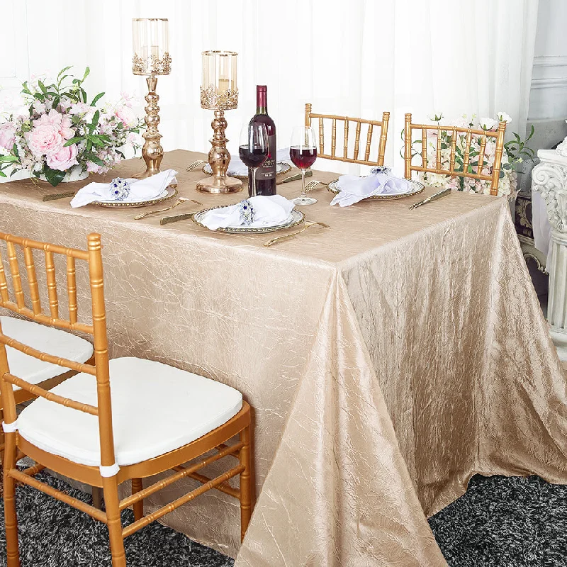 90"x156" Seamless Rectangular Crushed Taffeta Tablecloth - Champagne (1pc)