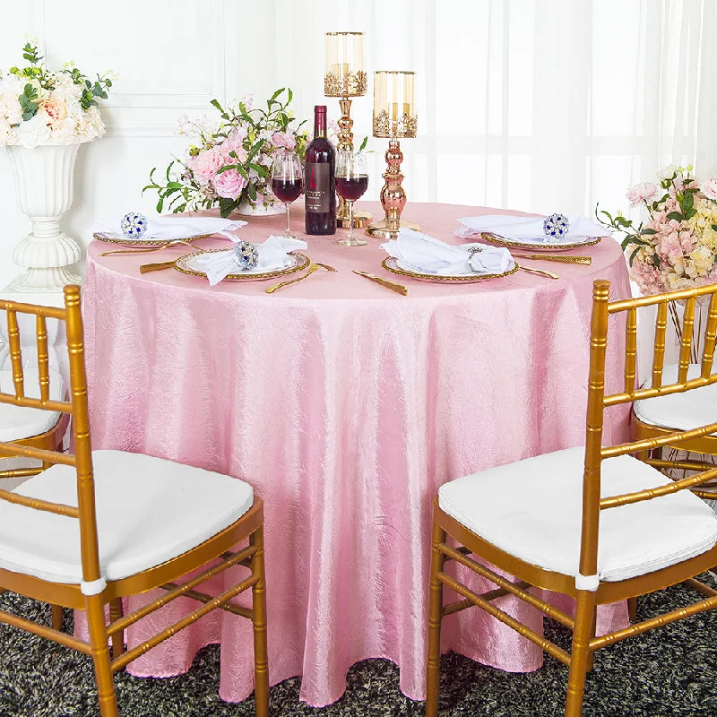 132" Round Crushed Taffeta Tablecloth - Pink (1pc)