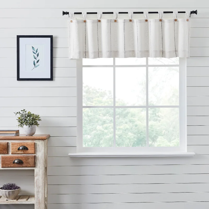 Stitched Burlap White Valance Curtain 16x72 VHC Brands