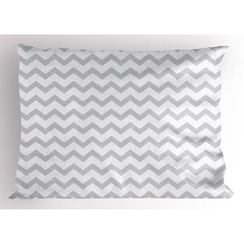 Ambesonne Grey and White Pillow Sham, Decorative Standard Queen Size Printed Pillowcase