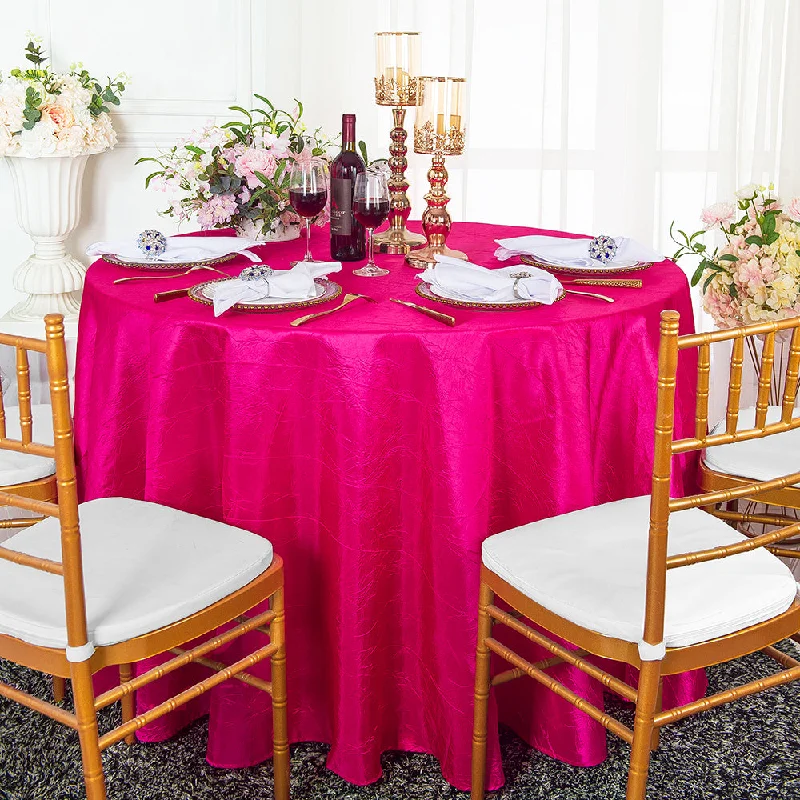 132" Round Crushed Taffeta Tablecloth - Fuchsia (1pc)