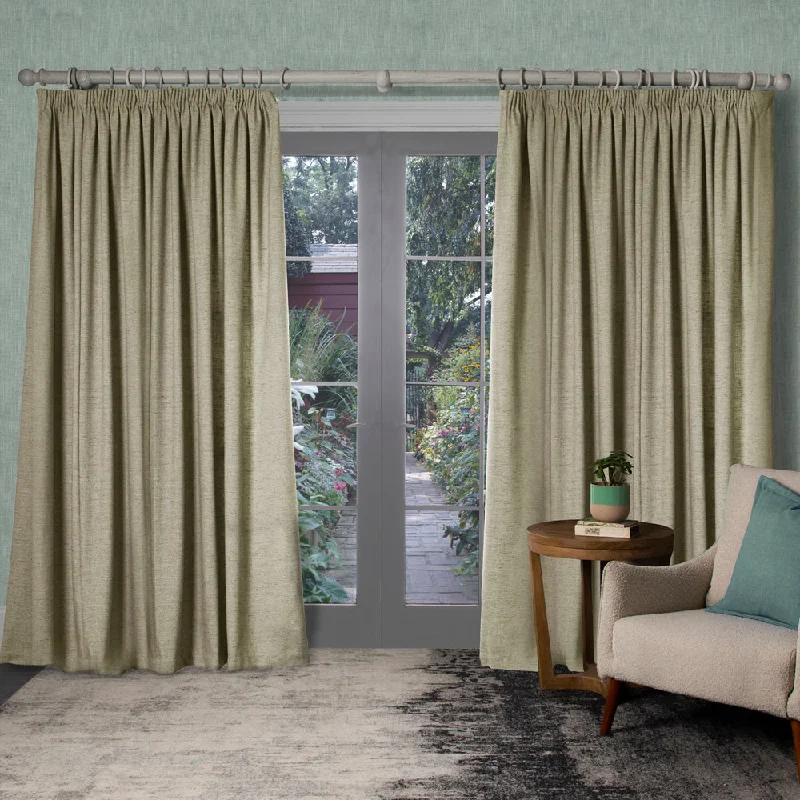 Helmsley Woven Pencil Pleat Curtains Stone