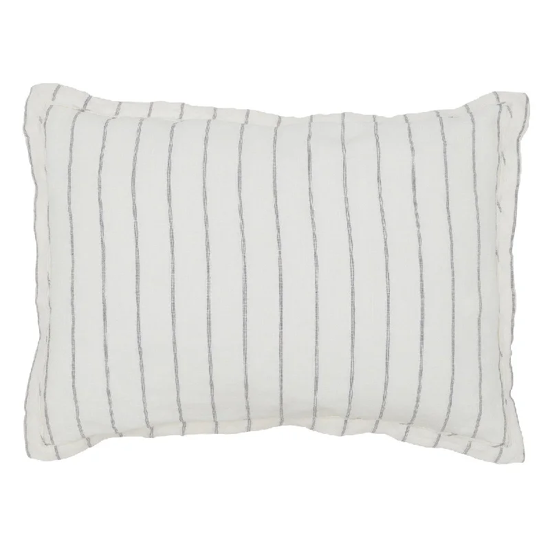 Tara 26 Inch Linen Standard Pillow Sham, Stone Washed, Stripe Design, Ivory