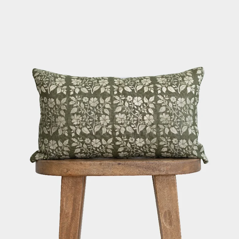 Evergreen Floral in Linen Double-sided - lumbar - 12x20" | 12x40"