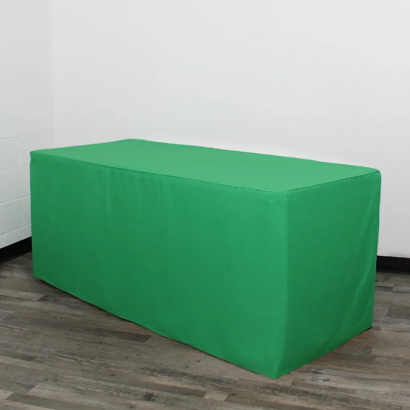 6 ft Fitted Polyester Tablecloth Rectangular Emerald Green