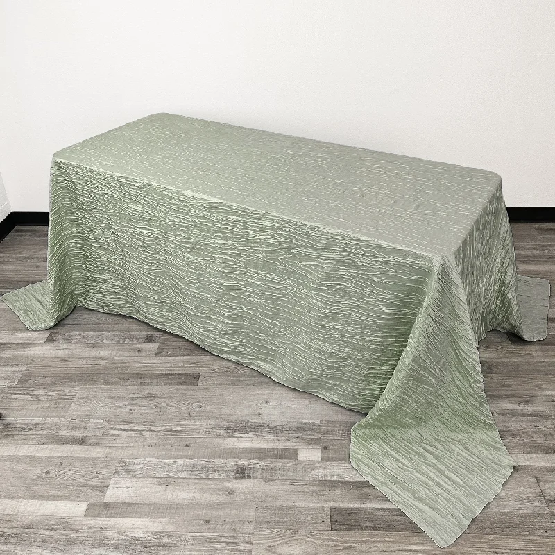 90 x 156 Inch Rectangular Crinkle Taffeta Tablecloth Sage