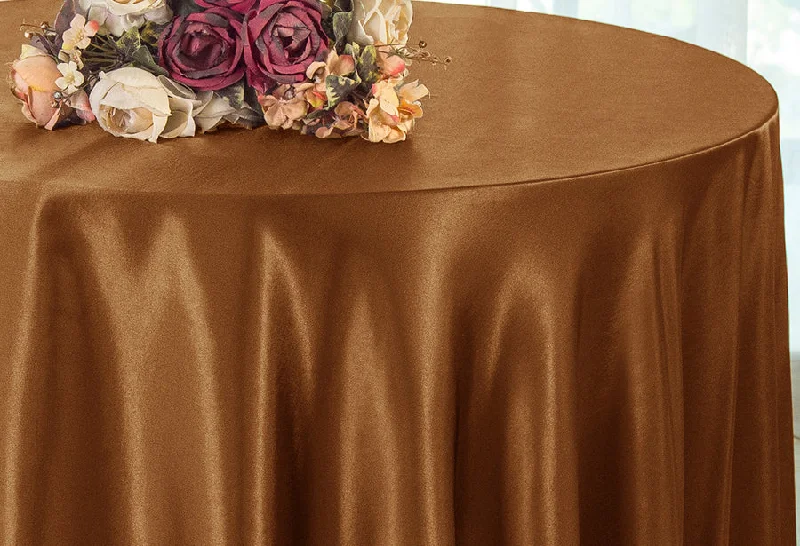 132" Round Heavy Duty Satin Tablecloth - Copper (1pc)