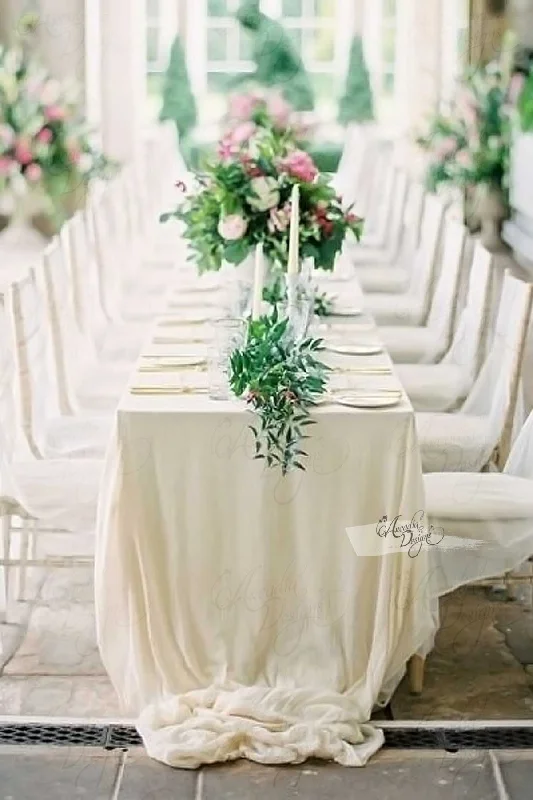 Silk Natural White Chiffon Tablecloth