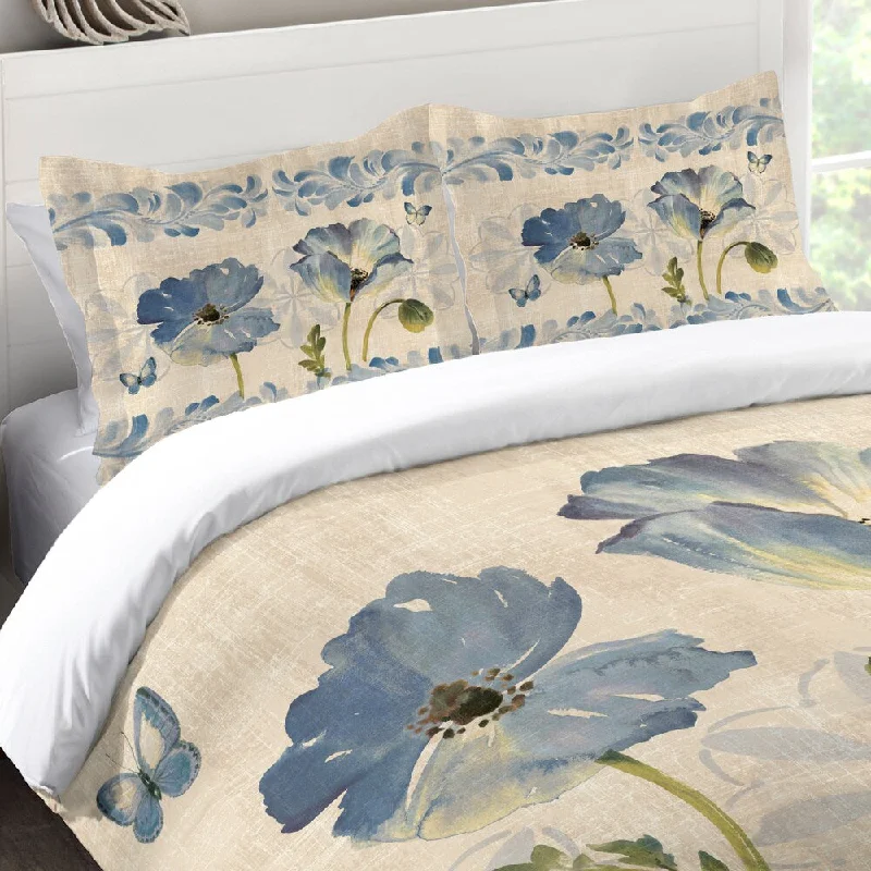 Laural Home Blue Poppies Standard Pillow Sham