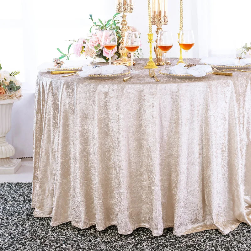 120" Round Ice Crushed Velvet (200 GSM) Tablecloth - Champagne (1pc)