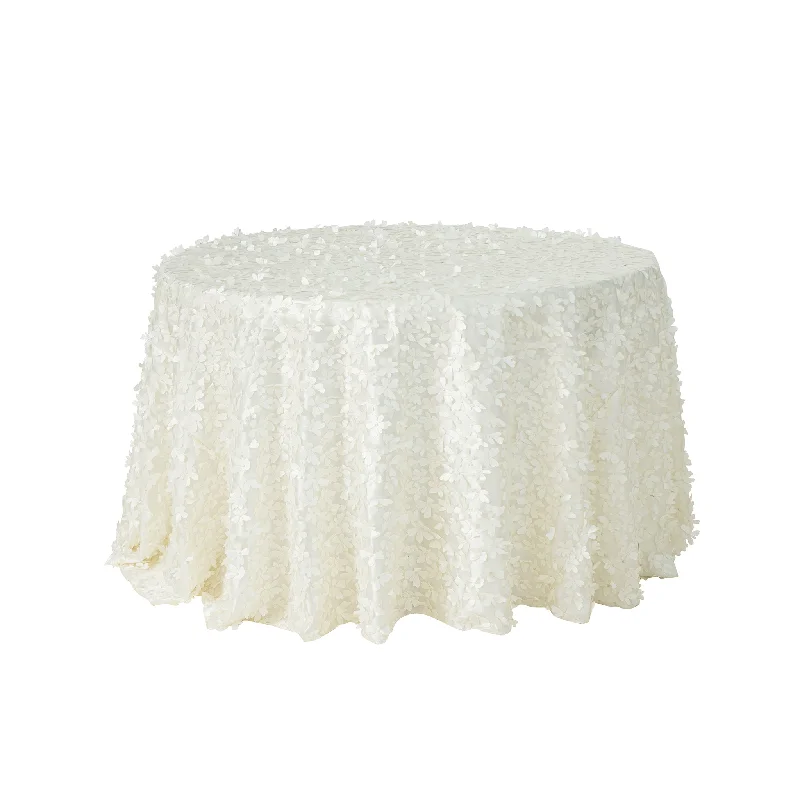 Flower Petal Taffeta Round 115" Tablecloth - Ivory