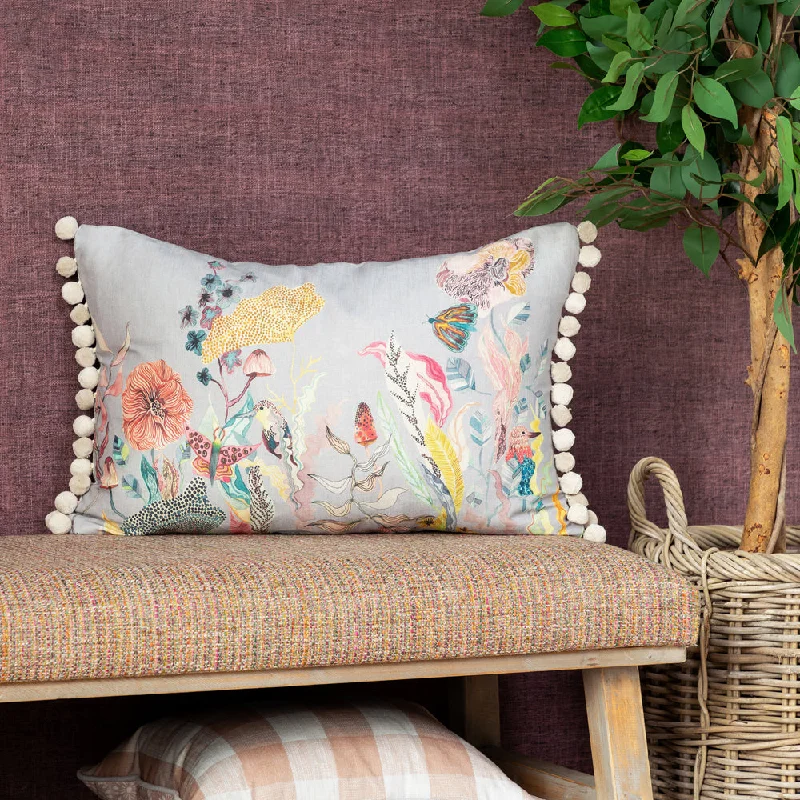 The Hawthorn Tree Printed Feather Cushion Cornflower