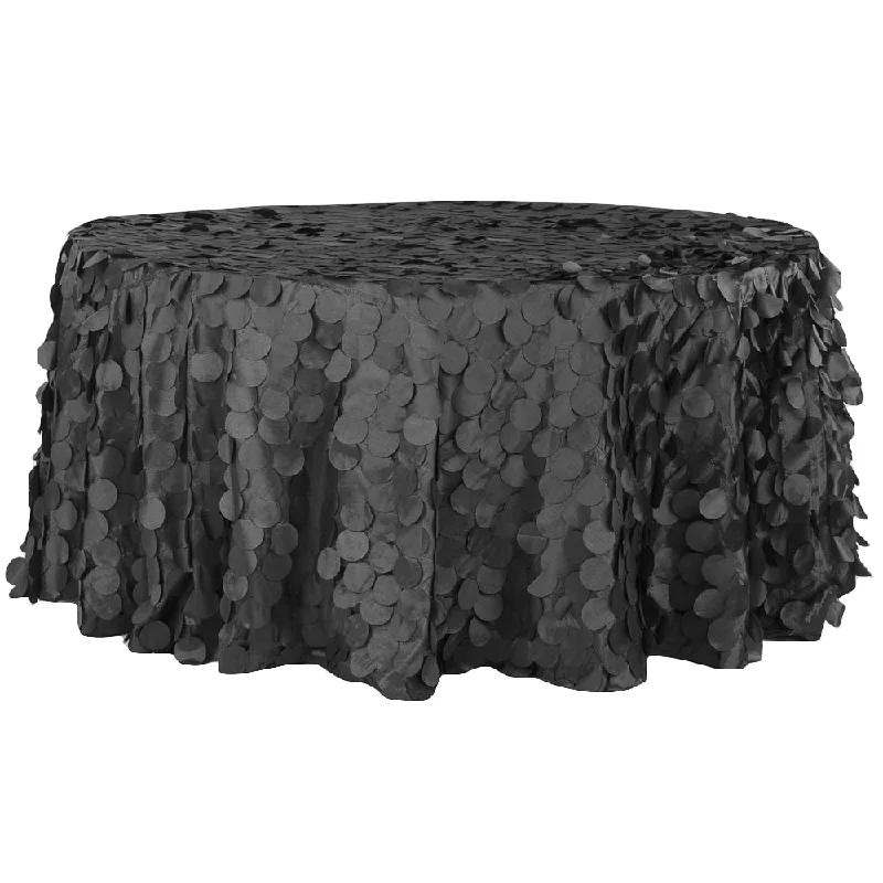 Petal Circle Taffeta 132" Round Tablecloth - Black