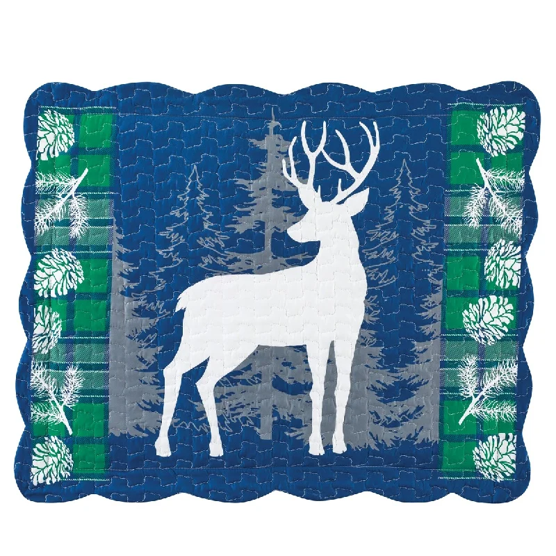 Woodland Deer & Trees Plaid Pillow Sham