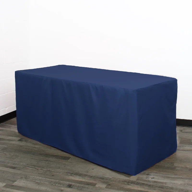 8 ft. Polyester Fitted Tablecloth Rectangular Navy Blue