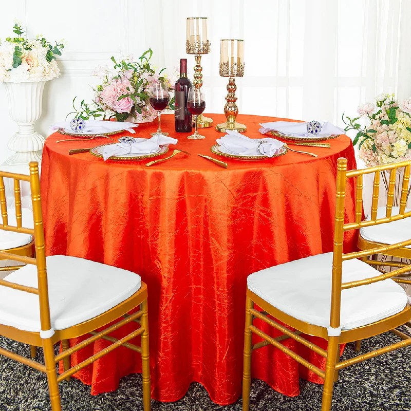 120" Seamless Round Crushed Taffeta Tablecloth - Orange (1pc)