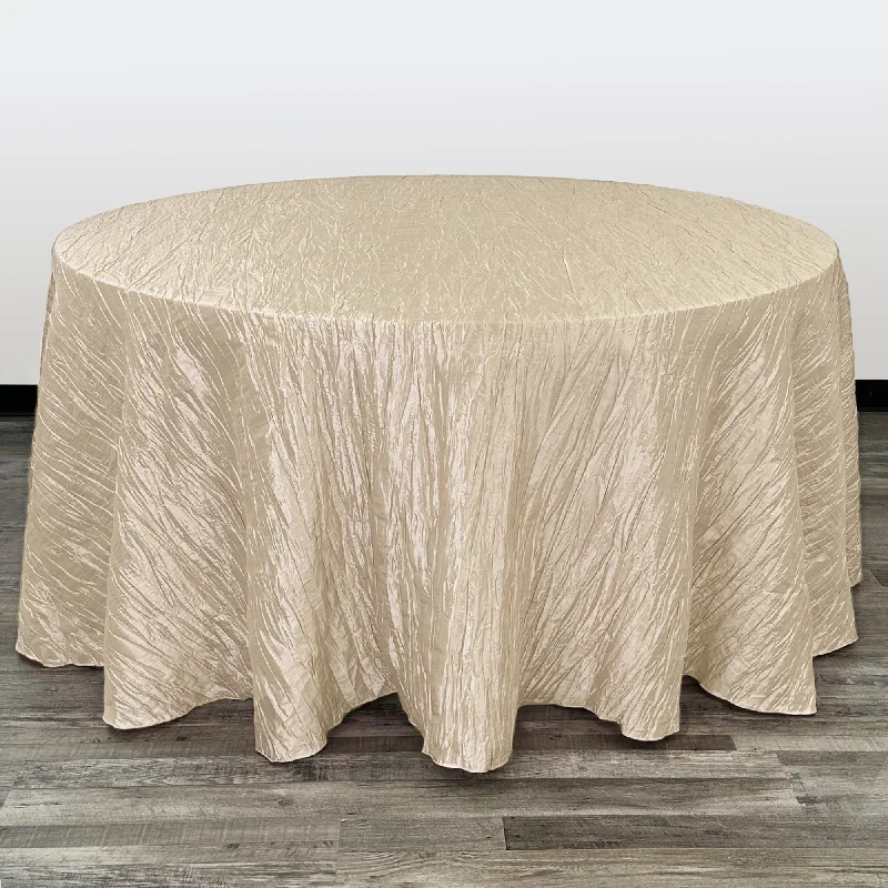 132 inch Crinkle Taffeta Round Tablecloth Champagne