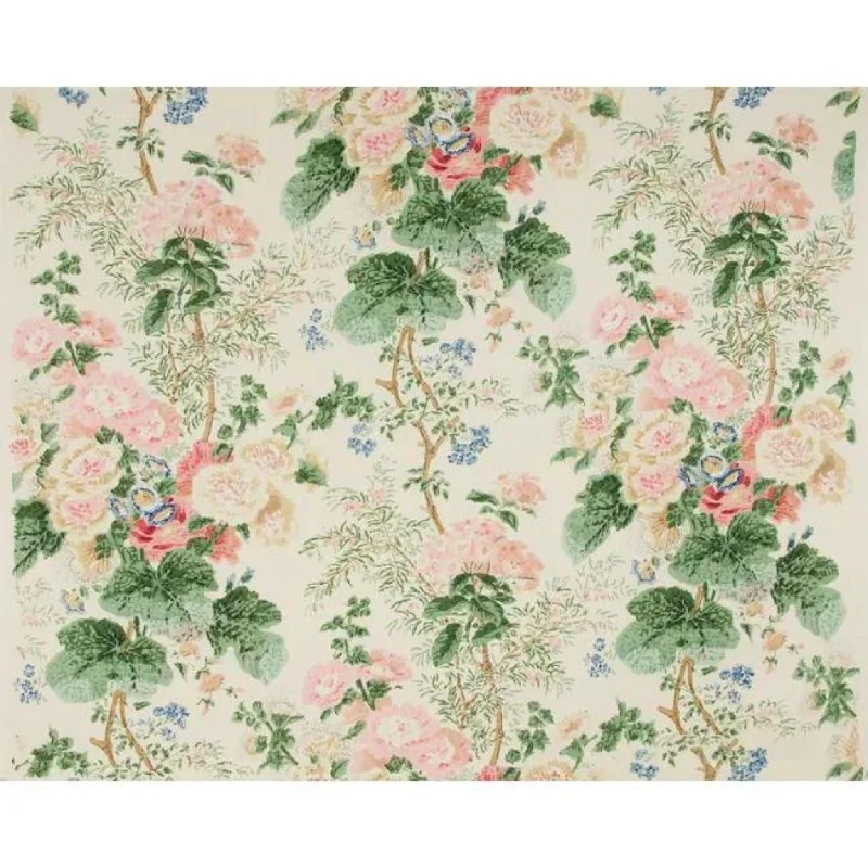 Hollyhock White and Coral Fabric