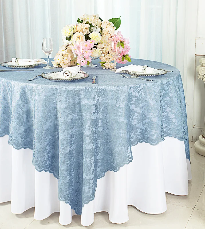 72"x72" Square Caspari Lace Tablecloth/Table Overlay Toppers - Dusty Blue (1pc)