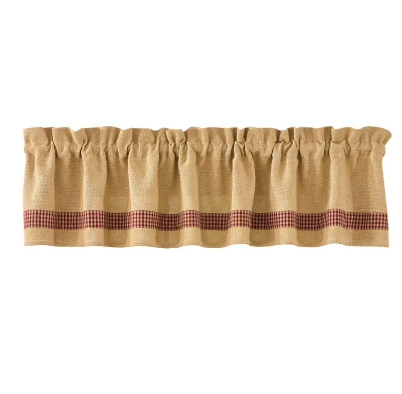 Burlap Check Valance Wine Park Designs