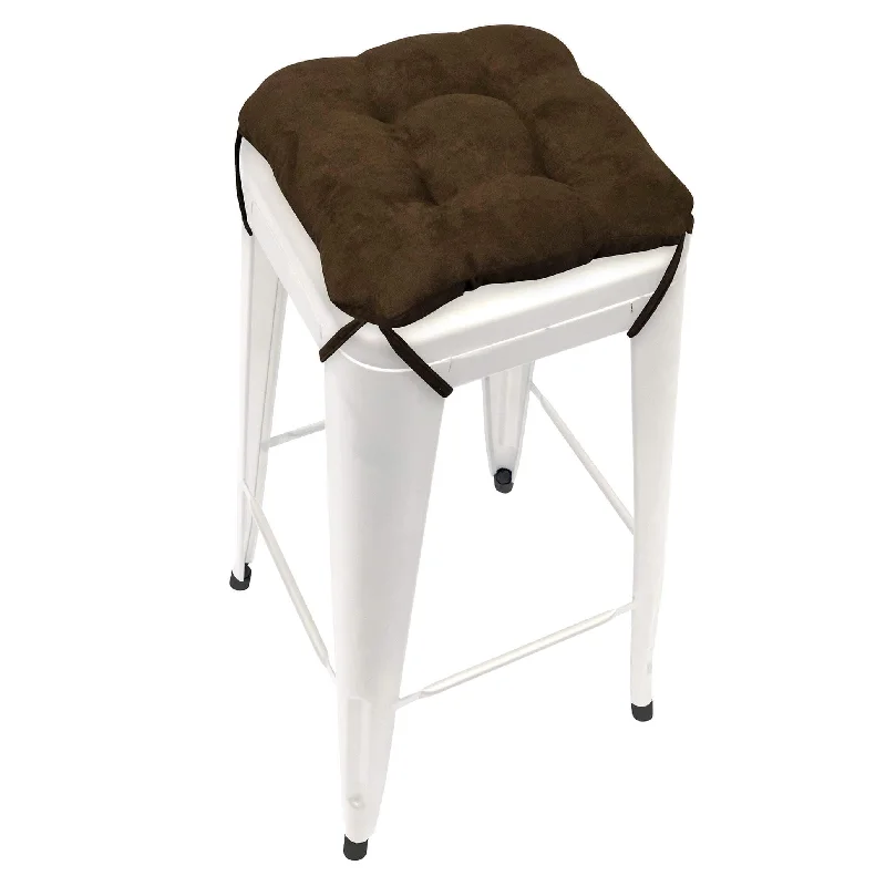 Micro-suede Coffee Bean Brown Square Industrial Bar Stool Cushion - 12"