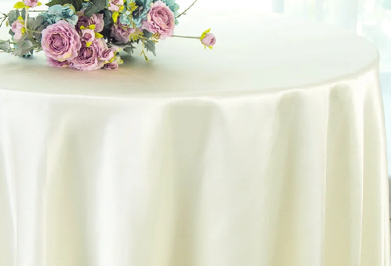 132" Round Heavy Duty Satin Tablecloth - Ivory (1pc)