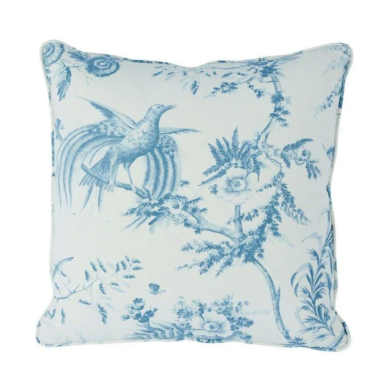 Blue & White Toile De La Prairie 18" Cotton Throw Pillow