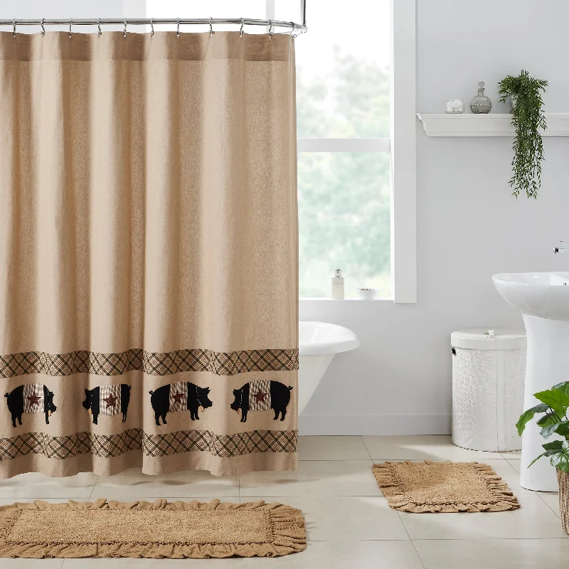 Cider Mill Primitive Pig Shower Curtain 72x72 VHC Brands