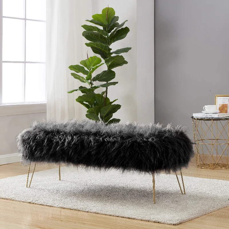 Faux Fur Ottoman