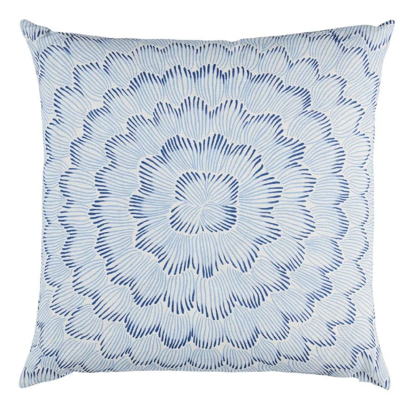 Blue Featherbloom Square Throw Pillow