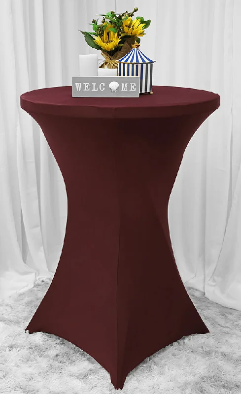 30"x42" Cocktail Spandex (220 GSM) Table Cover - Burgundy (1pc)