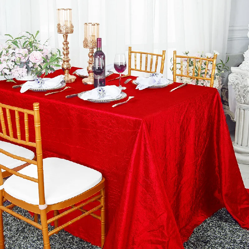 90"x156" Seamless Rectangular Crushed Taffeta Tablecloth - Red (1pc)