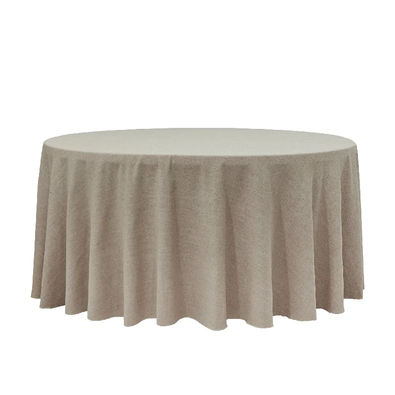 120" Round Premium Linen-Look Panama Weave Tablecloth - Beige